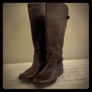 Frye brown leather boots, size 9.